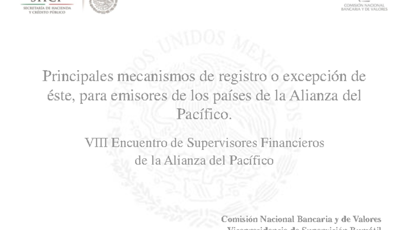 Principales mecanismos de registro o excepción de éste, para emisores de los países de la Alianza del Pacífico - E. Flores