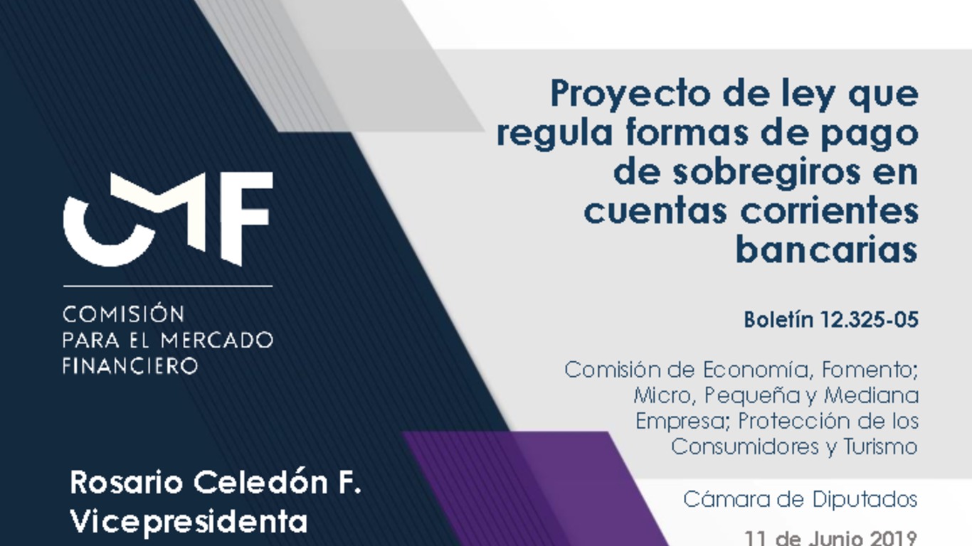 Presentación "Proyecto de ley que regula formas de pago de sobregiros en cuentas corrientes bancarias" - Rosario Celedón, Vicepresidenta