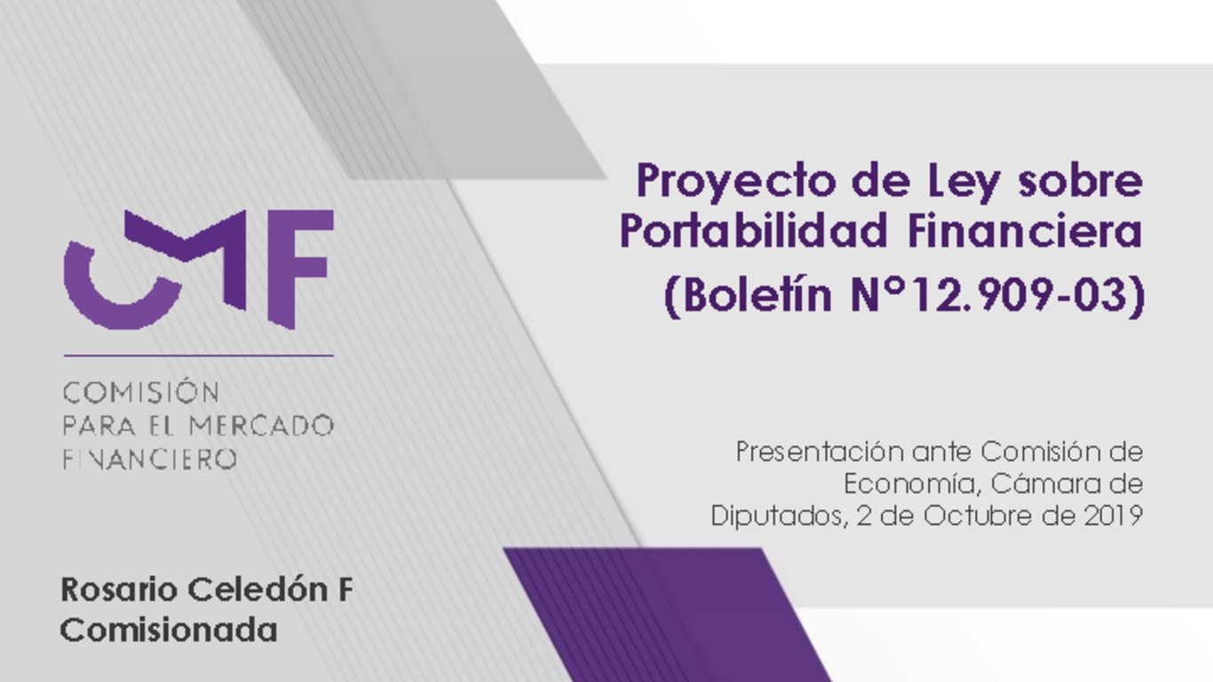 Presentación "Proyecto de Ley sobre Portabilidad Financiera (Boletín N°12.909-03)" - Rosario Celedón