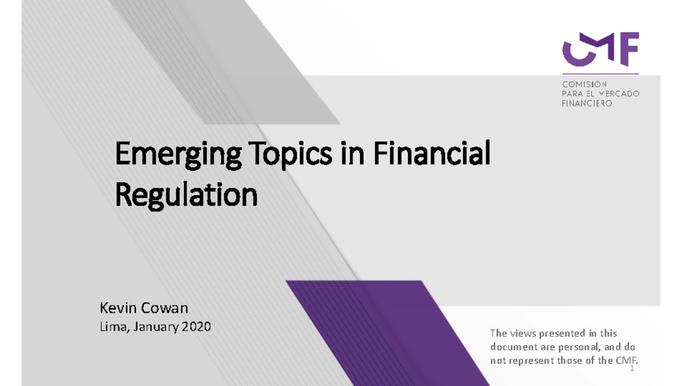 Presentación "Emerging Topics in Financial Regulation" - Kevin Cowan