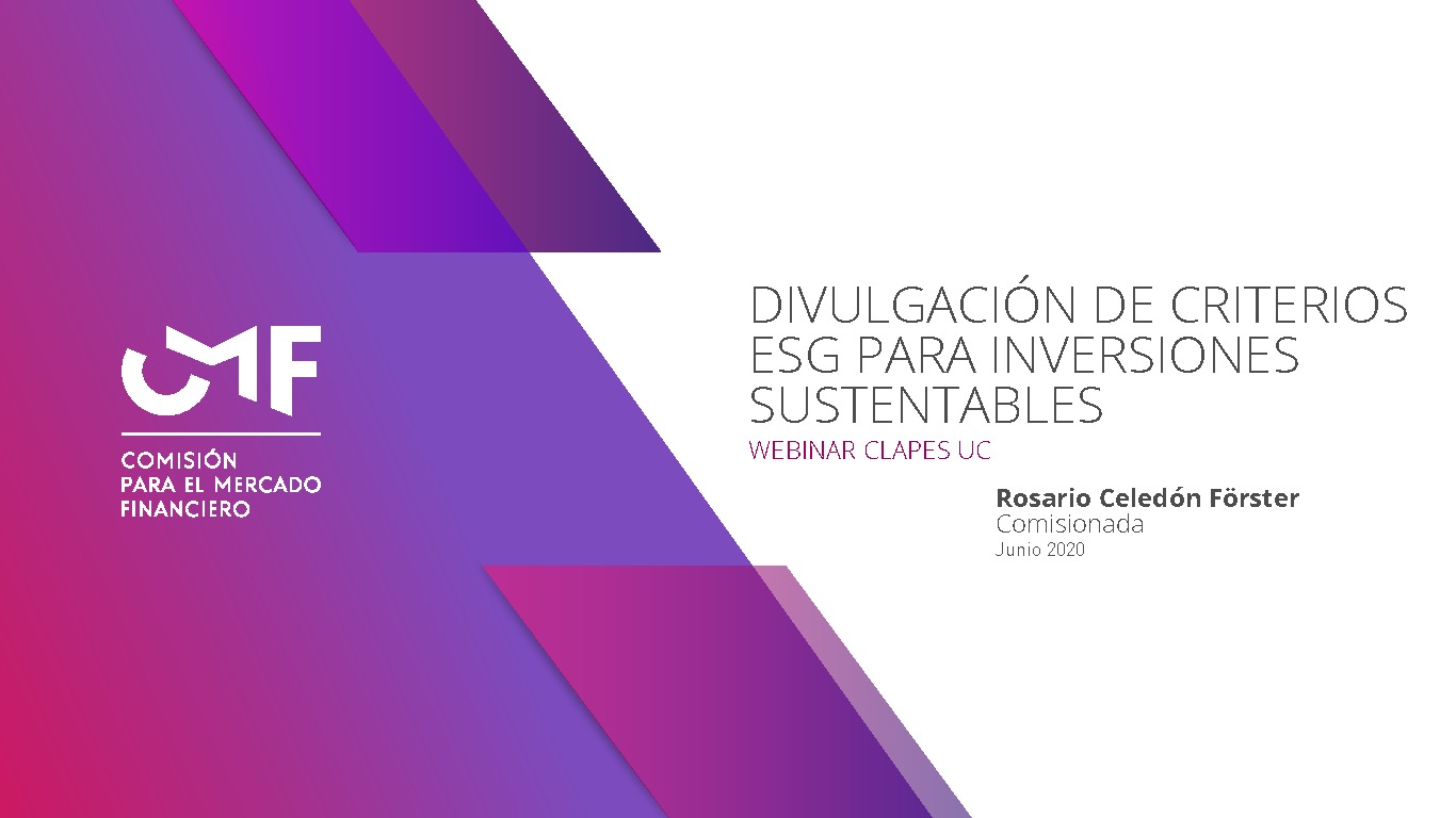 Presentación "Divulgación de Criterios ESG para inversiones sustentables" - Rosario Celedón