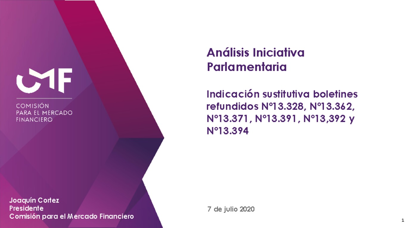 Presentación "Análisis Iniciativa Parlamentaria - Indicación sustitutiva boletines refundidos Nº13.328, Nº13.362, Nº13.371, Nº13.391, Nº13,392 y Nº13.394" - Joaquín Cortez