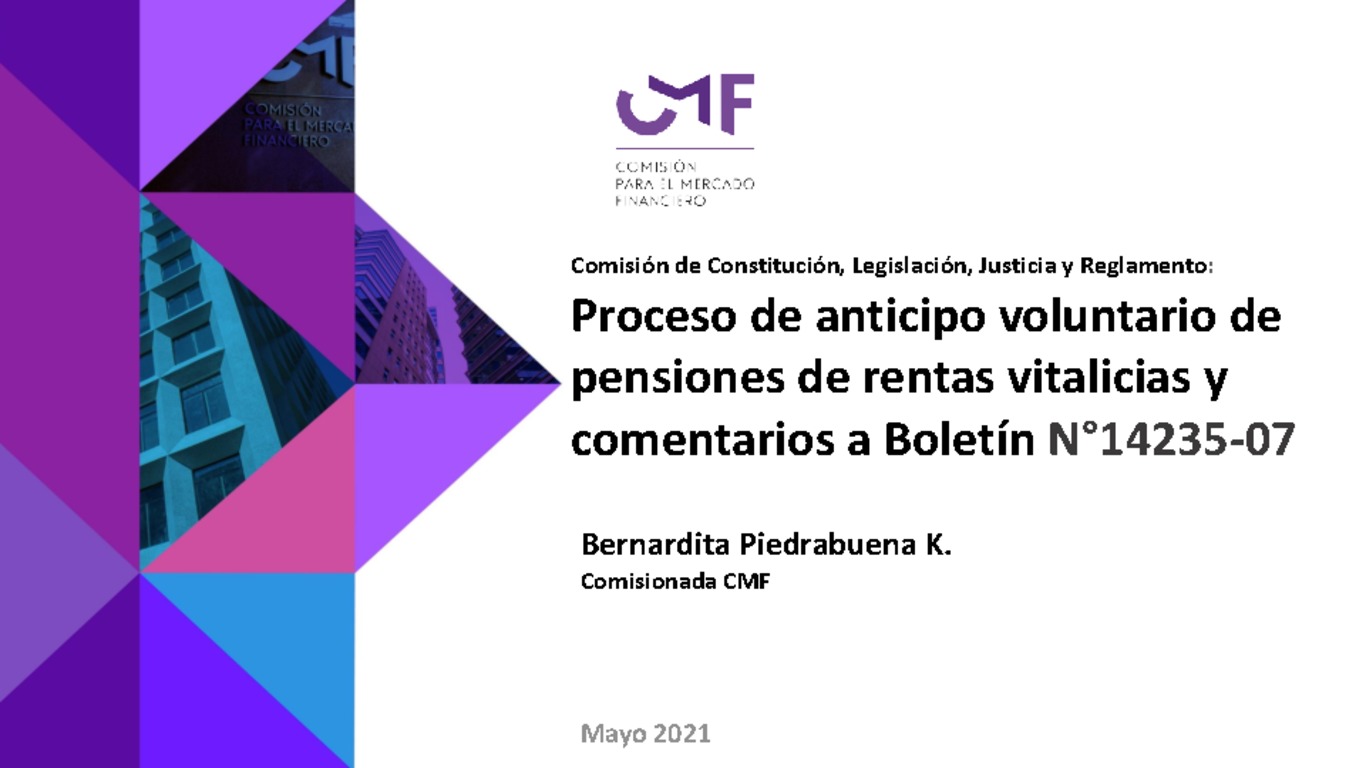 Proceso de anticipo voluntario de pensiones de rentas vitalicias y comentarios a Boletín Nº 14235-07 - Bernardita Piedrabuena K.