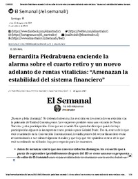 Comisionada Bernardita Piedrabuena, enciende la alarma sobre el cuarto retiro y un nuevo adelanto de rentas vitalicias