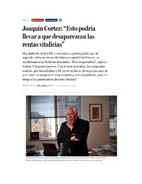 Joaquín Cortez “Esto podría llevar a que desaparezcan las rentas vitalicias”
