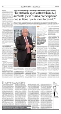 Joaquín Cortez en su última entrevista como Presidente de la CMF, "Es probable que la morosidad (...) aumente y esa es una preocupación que se tiene que ir monitoreando".