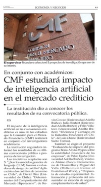 CMF estudiará impacto de inteligencia artificial en el mercado crediticio