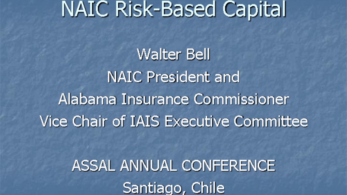 Seminario de Capacitación Regional IAIS - ASSAL - FIDES. Presentación "Naic risk-based capital". Walter Bell.