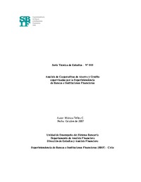Serie Técnica de Estudios: Análisis de Cooperativas de Ahorro y Crédito supervisadas por SBIF