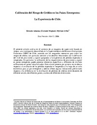 Calibración del Riesgo de Crédito en los Países Emergentes: La Experiencia de Chile.