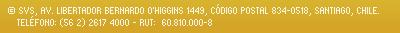 Av. Libertador Bernardo O'Higgins 1449, Código Postal 834-0518, Santiago, Chile. Teléfono: (56 2) 473 4000 - Fax: (56 2) 617 4101 - Call Center: 600 6178000