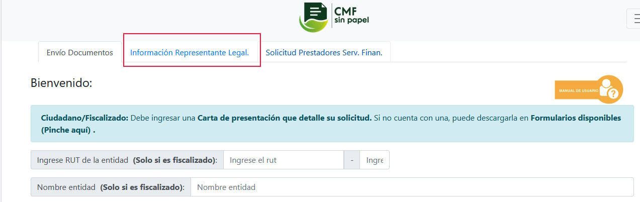 Opción en CMF sin Papeles para representante legal