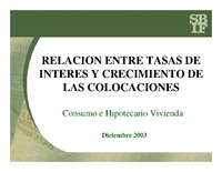 Relacion entre tasas de interés y crecimiento de las colocaciones