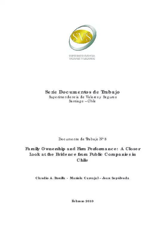 Documento N° 8- Familiy Ownership and Firm Performance: A Closer Look at the Evidence from Public Companies in Chile.Claudio A. Bonilla - Mariela Carvajal - Jean Sepúlveda.