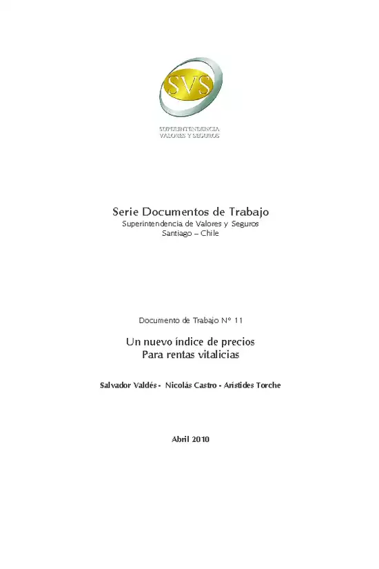 Documento N° 11- Un nuevo índice de precios para rentas vitalicias.Salvador Valdés - Nicolás Castro - Arístides Torche