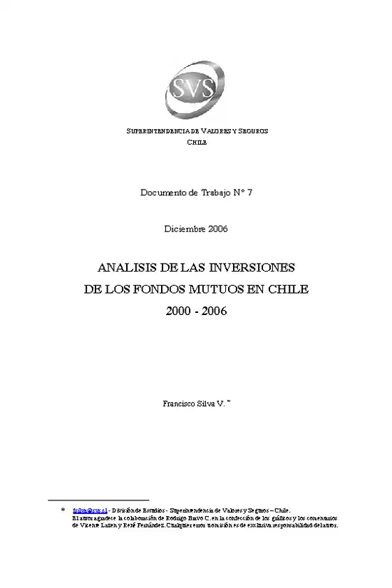 Documentos de Trabajo: Análisis de las Inversiones de los Fondos Mutuos en Chile.  Francisco Silva