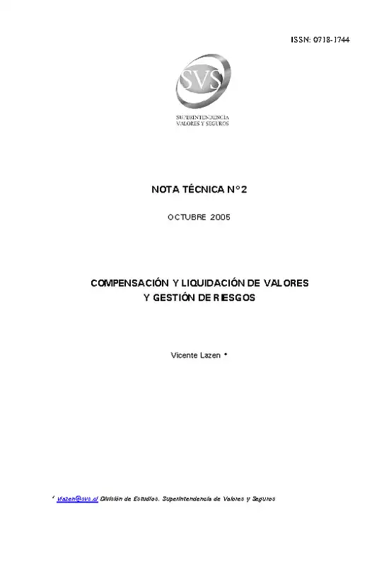 Serie de Estudios: Compensación y Liquidación de Valores y Gestión de Riesgos (Nota Técnica N° 2)