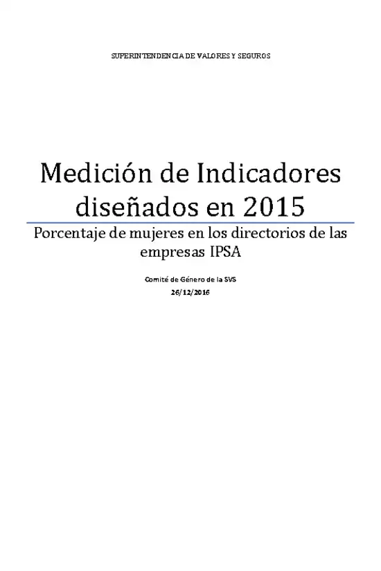 Medición de Indicadores Género 2015, IPSA.