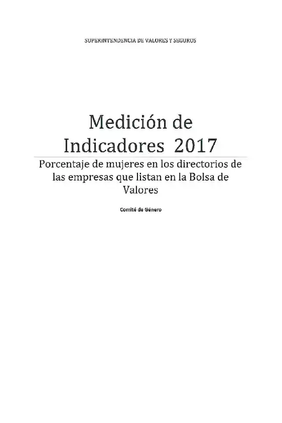 Medición de Indicadores Género 2017, Bolsa de Valores.