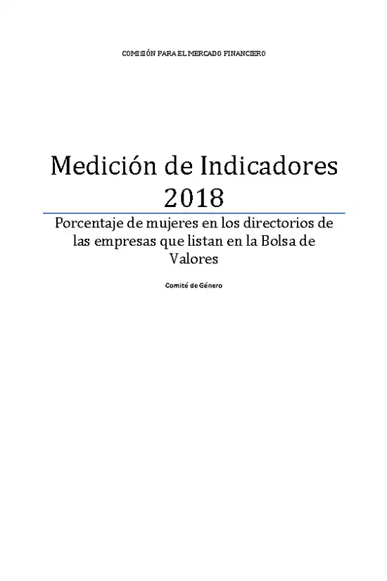 Medición de Indicadores Género 2018. Bolsa de Valores.