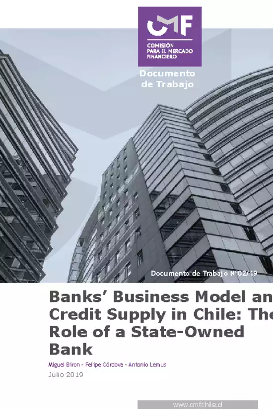 Documento de Trabajo: Banks’ business modeland credit supply in Chile: the role of a state-owned bank  by Miguel Biron, Felipe Cordova and Antonio Lemus
