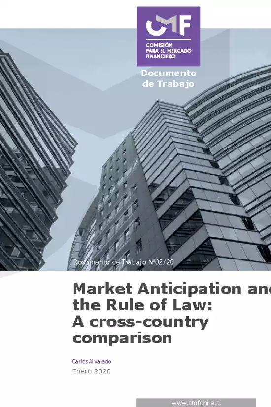 Documento de Trabajo: Market Anticipation and the Rule of Law: A cross-country comparison. By Carlos Alvarado. Enero 2020