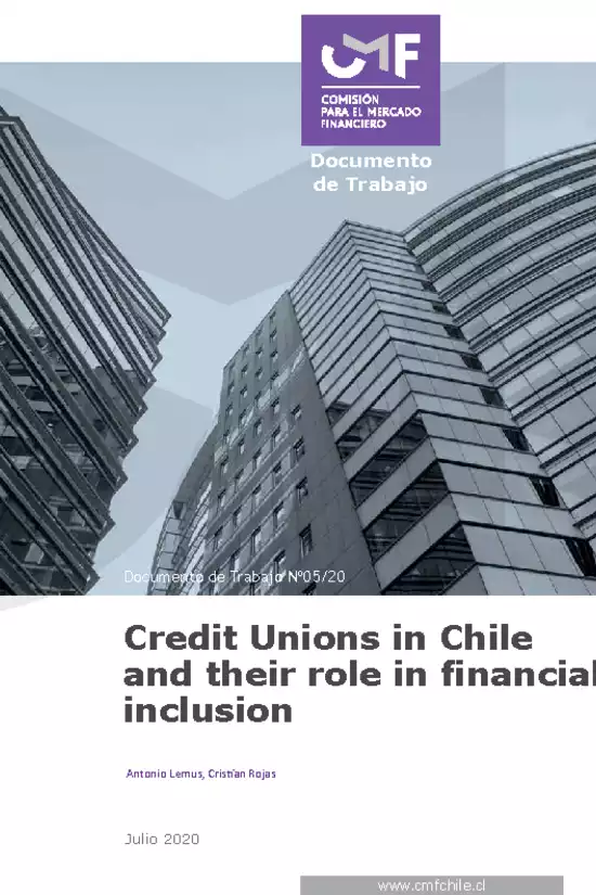 Documento de trabajo: Credit Unions in Chile and their role in financial inclusion - Antonio Lemus, Cristián Rojas (Julio 2020)