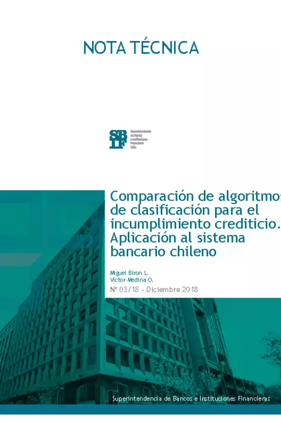 Comparación de algoritmos de clasificación para el incumplimiento crediticio. Aplicación al sistema bancario chileno