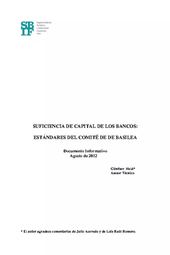 Suficiencia de capital de los bancos: Estándares del Comité de Basilea