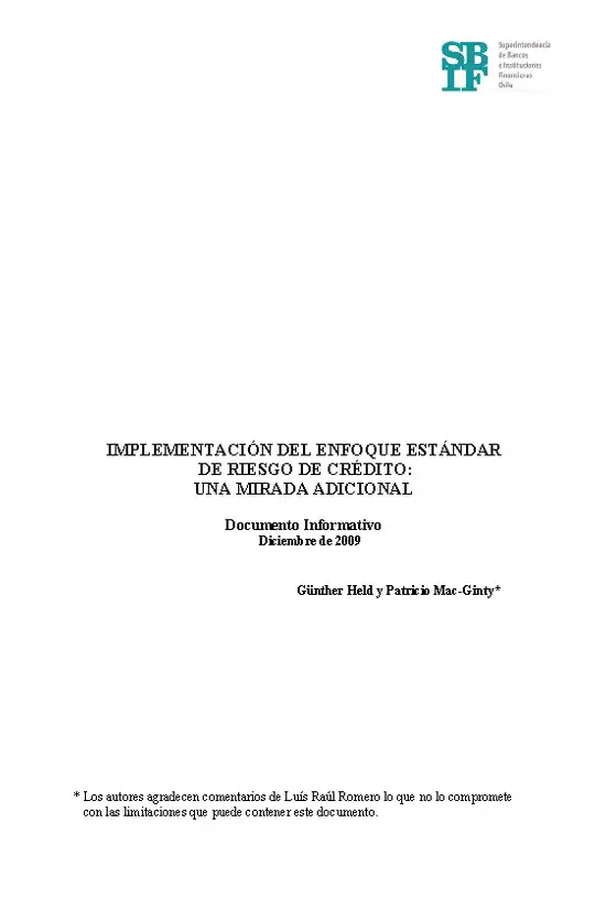 Implementación del Enfoque estándar de riesgo de crédito - Documento Informativo