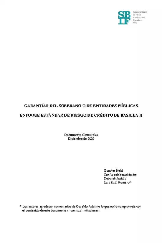 Garantías del Soberano en enfoque estándar de riesgo de crédito - Documento Consultivo