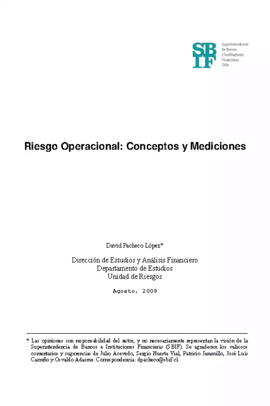 Riesgo Operacional: Conceptos y Mediciones