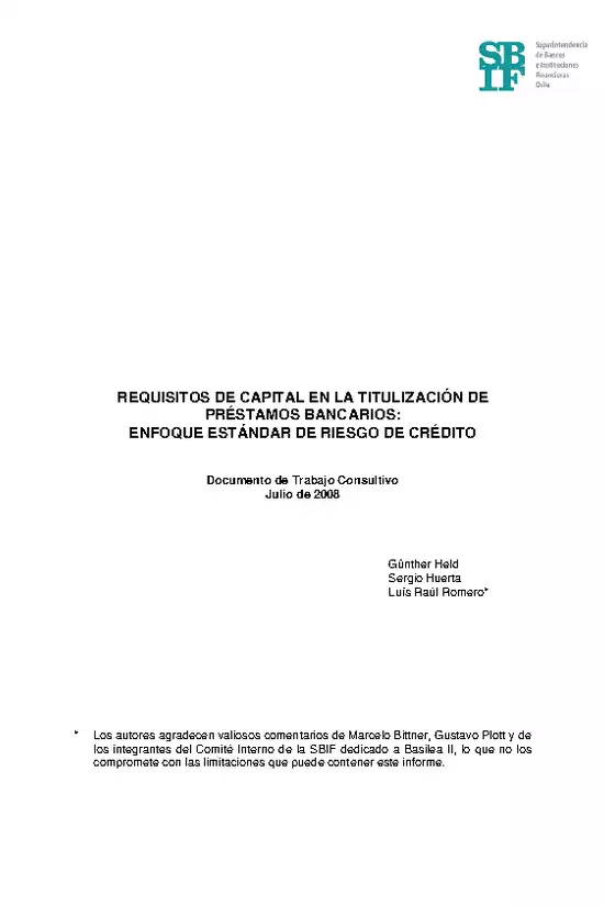 Requisitos de Capital en la Titulización de Préstamos Bancarios