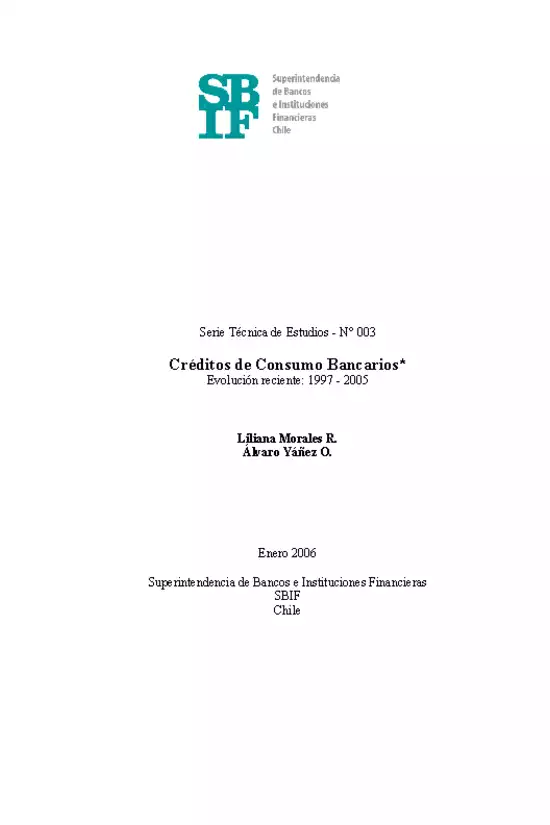 Créditos de consumo bancarios - Evolución reciente: 1997-2005