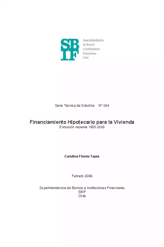 Financiamiento Hipotecario para la Vivienda - Evolución reciente 1995-2005