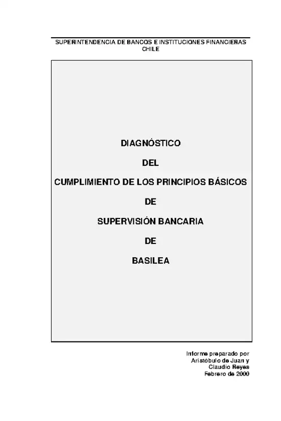 Diagnóstico del cumplimiento de los Principios Básicos de Supervisión Bancaria de Basilea