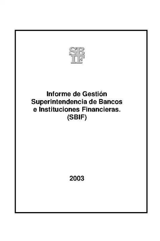 Informe anual 2003 SBIF