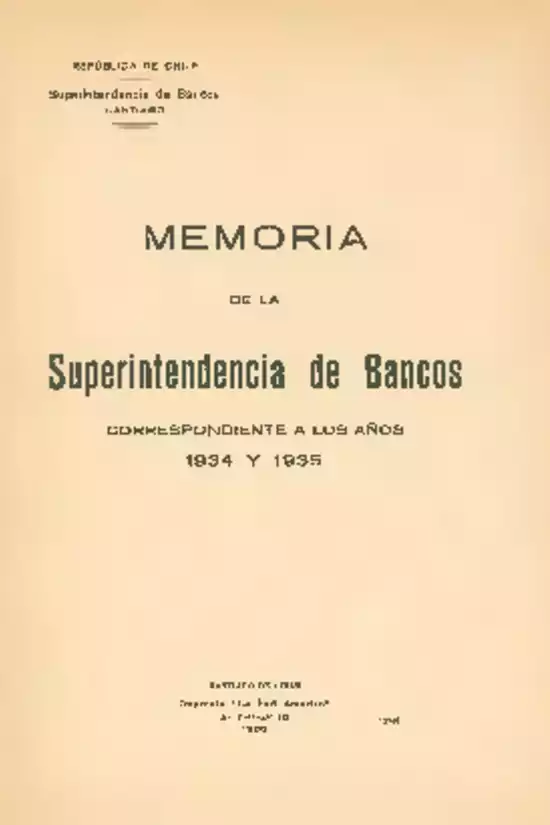 Informe de los años 1934 y 1935 SBIF