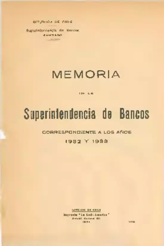 Informe de los años 1932 y 1933 SBIF