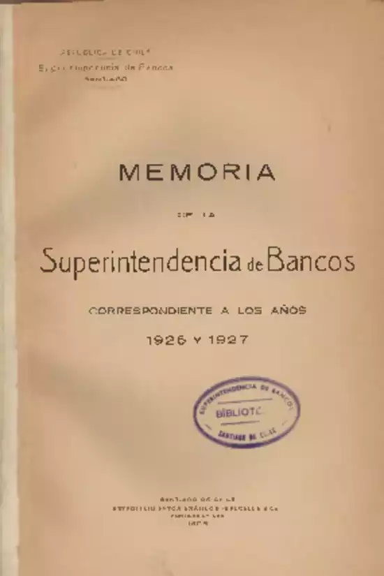 Informe de los años 1926 y 1927 SBIF