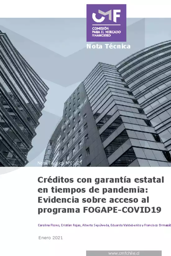 Créditos con garantía estatal en tiempos de pandemia: Evidencia sobre acceso al programa FOGAPE-COVID19