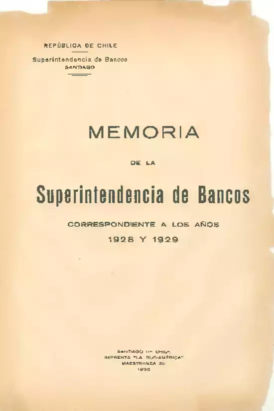 Informe de los años 1928 y 1929 SBIF