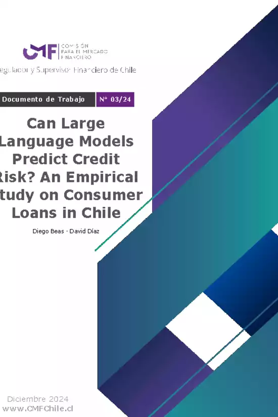 Documento de Trabajo N° 03/24: Can Large Language Models Predict Credit Risk? An Empirical Study on Consumer Loans in Chile