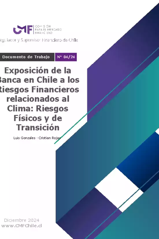 Documento de Trabajo N° 04/24: Exposición de la Banca en Chile a los Riesgos Financieros relacionados al Clima: Riesgos Físicos y de Transición