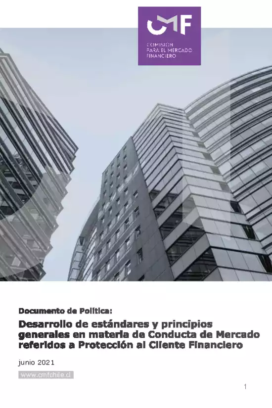 Documento de Política: Desarrollo de estándares y principios generales en materia de Conducta de Mercado referidos a Protección al Cliente Financiero