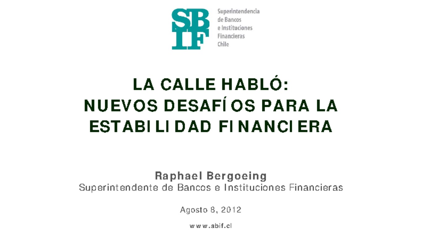Presentación: Nuevos desafíos para la estabilidad financiera
