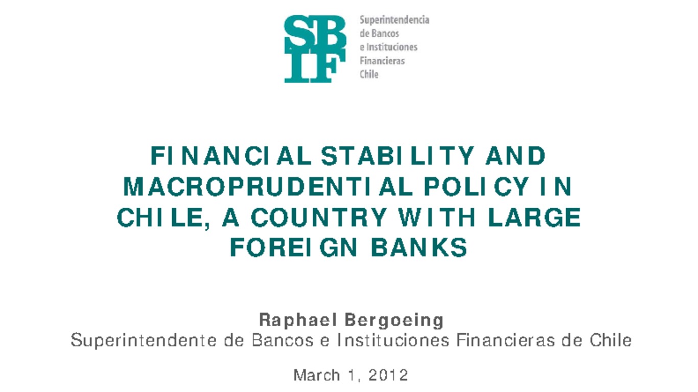 Publicación: Financial Stability and Macroprudential Policy in Chile