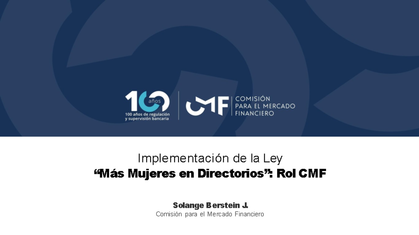 Implementación de la Ley "Más mujeres en Directorios": Rol CMF