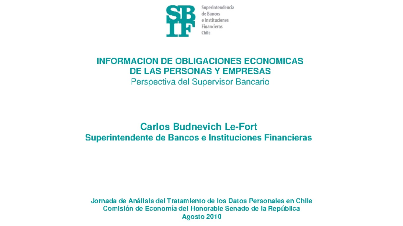 Presentación Información de las Obligaciones Económicas de las Personas y Empresas - Presentación ante el Senado