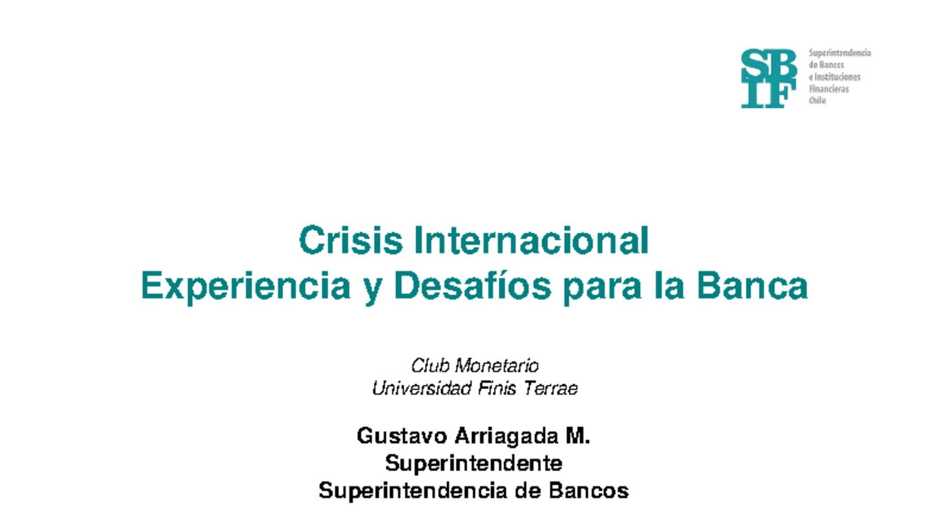 Presentación del Superintendente en Club Monetario de la Universidad Finis Terrae